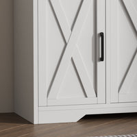Buffet moderne Garvee avec 3 tiroirs pour salon et salle à manger, 140 cm, bois blanc, poignées noires
