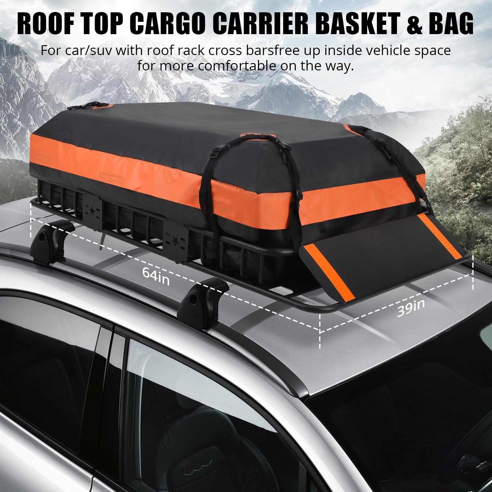 Galerie de toit Garvee 162,5 x 99 x 15 cm avec sac étanche de 0,6 m³ pour SUV et pick-up, acier noir, design aérodynamique