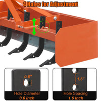 Garvee Lame niveleuse 40,8 cm pour tracteur, 4 dents ripper réglables, acier antirouille, kit 6 pièces pour nivellement et entretien du terrain