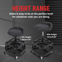 Tabouret roulant d'atelier Garvee pour garage, capacité de charge de 150 kg, confortable, rembourré, avec roulettes, durable, pour mécaniciens et bricoleurs