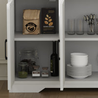 Buffet moderne Garvee avec 3 tiroirs, style campagnard, 140 cm, blanc, pour salon et salle à manger