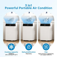 Garvee Climatiseur mobile 12000 BTU 3,5 kW, 3 en 1 avec déshumidificateur, ventilateur, kit fenêtre, minuterie 24 h et télécommande, panneau noir