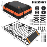 Galerie de toit Garvee 51 x 36 x 5 pouces avec sac étanche de 15 pi³ pour SUV et camions tout-terrain, acier noir, aérodynamique