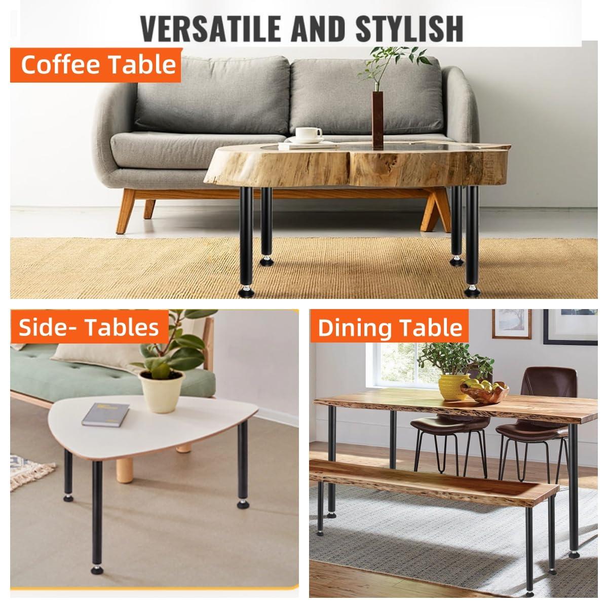 Pieds de table Garvee 71 cm (28 pouces) – Hauteur réglable, en métal, idéaux pour le bureau, la salle à manger et le mobilier moderne.