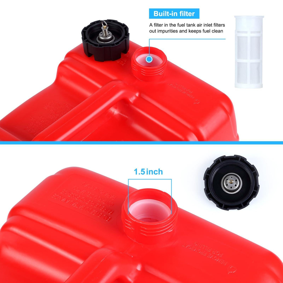 Réservoir de carburant marin portable Garvee de 12 litres (3 gallons) avec poignée en forme de I pour bateaux et kayaks, durable et étanche.