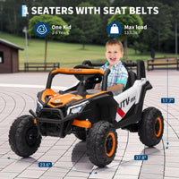 Garvee Voiture électrique enfant 12 V orange, télécommande parentale, LED, musique, USB et Bluetooth, pour extérieur dès 3 ans