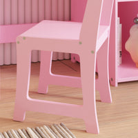 Coiffeuse Garvee Princess avec éclairage LED, miroir triptyque réglable, bois MDF, chaise enfant, salle de jeux, 117 cm (H) x 104 cm (L) x 41 cm (l), blanc