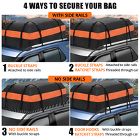 Garvee sacoche de toit voiture 595 L, étanche, 8 sangles renforcées, 132 × 100 × 45 cm, noire, pour voyage