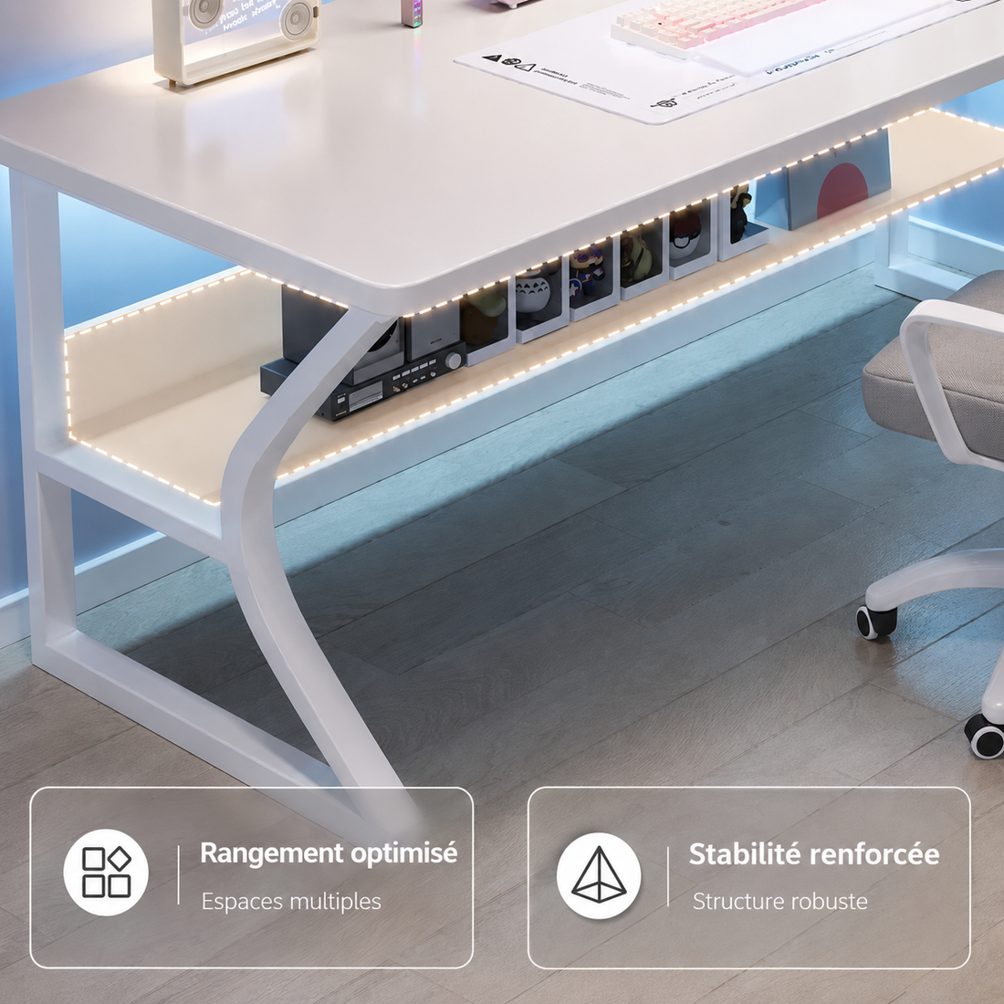 Garvee Bureau d’ordinateur blanc 80x50cm, table d’étude compacte pour chambre et petit espace