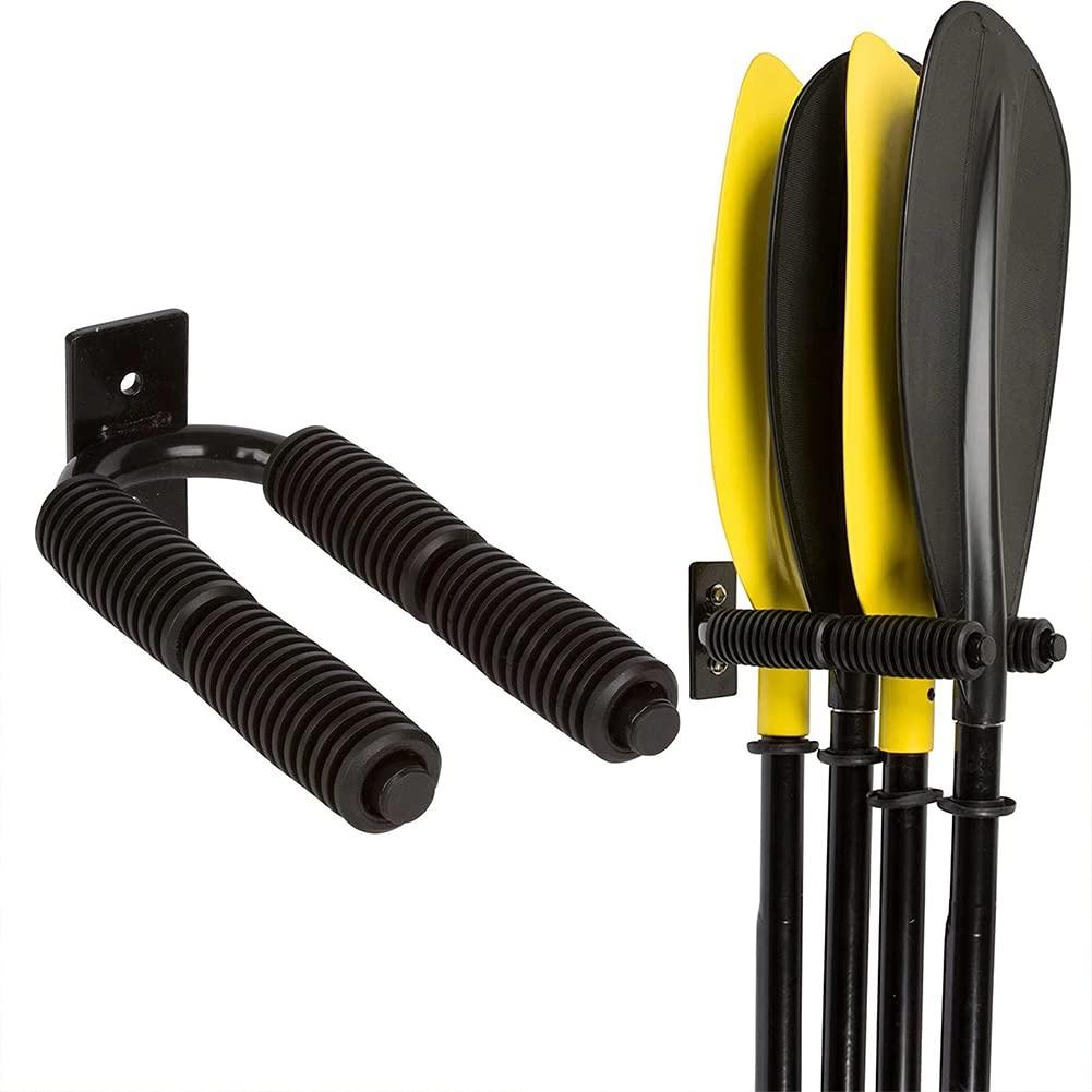 Support mural en aluminium pour pagaie de kayak Garvee Sport, compatible avec canoë, SUP et autres embarcations. Installation facile et stable dans un garage. Gain de place.