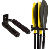 Support mural en aluminium pour pagaie de kayak Garvee Sport, compatible avec canoë, SUP et autres embarcations. Installation facile et stable dans un garage. Gain de place.