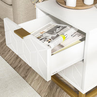 Garvee commode blanche à 3 tiroirs en bois avec poignées en métal doré pour la chambre et le salon, moderne, en MDF, stable