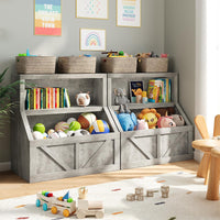Étagère à livres et rangement pour jouets Garvee pour enfants, 2 niveaux, en bois, robuste, sans danger pour les enfants, idéale pour les salles de jeux et les jardins d'enfants, 79 x 41 x 81 cm