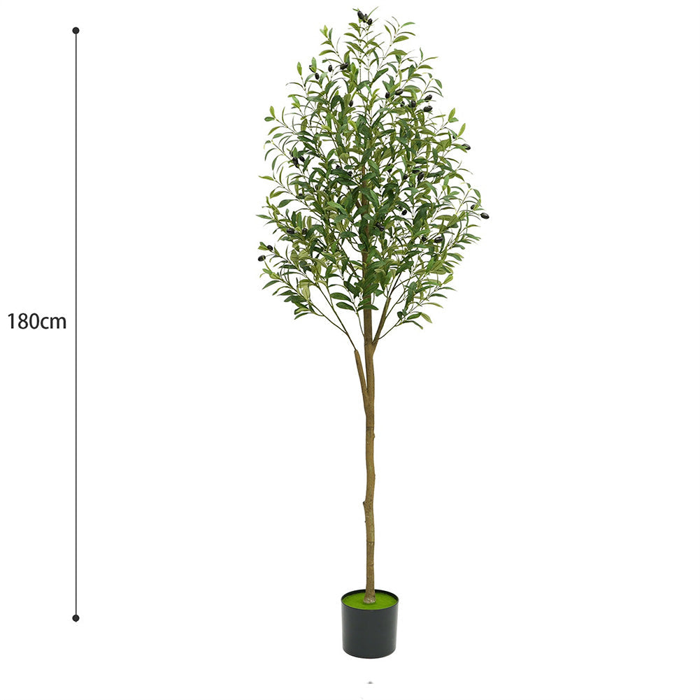 Olivier artificiel Garvee de 1,80 m avec tronc en bois, idéal pour le bureau et le salon. Ajustable, facile à nettoyer, design réaliste et vert.