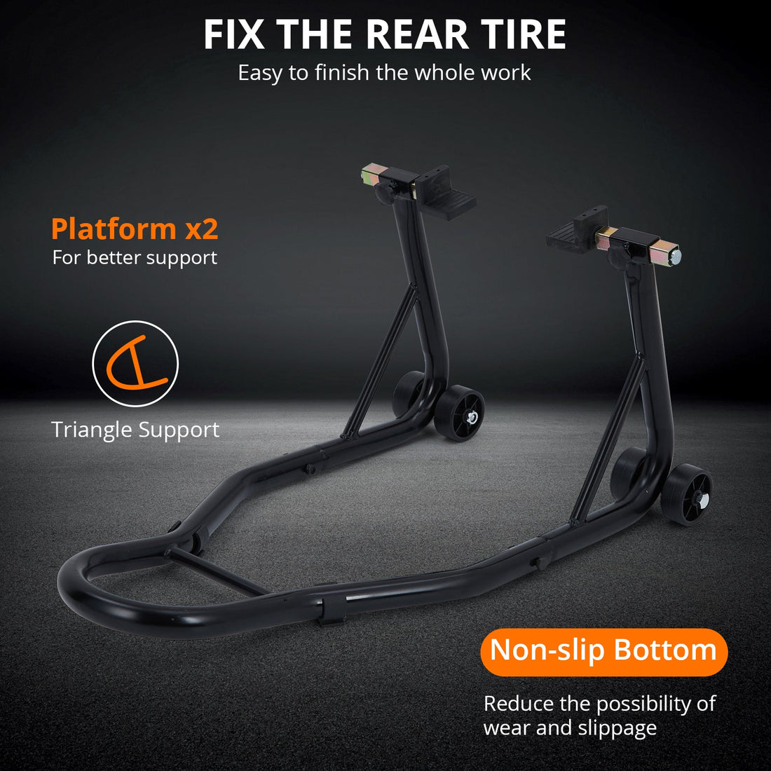 Support de levage pour moto Garvee, capacité de 400 kg, en acier robuste et réglable, avec roues, pour atelier et garage.