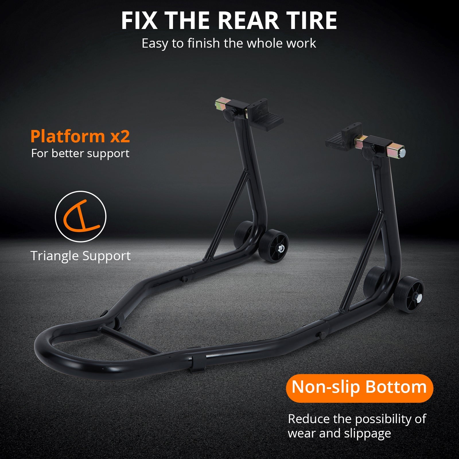 Support de levage pour moto Garvee, capacité de 400 kg, en acier robuste et réglable, avec roues, pour atelier et garage.