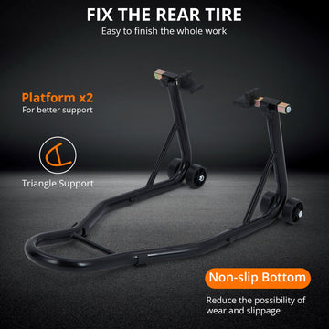 Support de levage pour moto Garvee, capacité de 400 kg, en acier robuste et réglable, avec roues, pour atelier et garage.