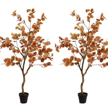 Garvee lot de 2 eucalyptus artificiels 120 cm, branches ajustables, tiges en soie, avec pot, vert