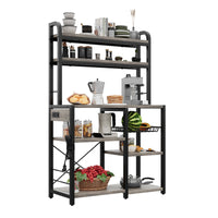 Étagère à micro-ondes Garvee Bakers Rack avec prises, 6 niveaux, en métal robuste, pour la cuisine et la salle à manger, 90 cm (L) x 40 cm (P), noire