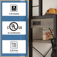 Étagère à micro-ondes Garvee Bakers Rack avec prises, 6 niveaux, en métal robuste, pour la cuisine et la salle à manger, 90 cm (L) x 40 cm (P), noire