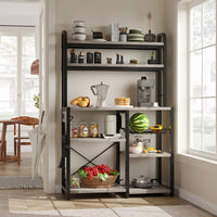 Étagère à micro-ondes Garvee Bakers Rack avec prises, 6 niveaux, en métal robuste, pour la cuisine et la salle à manger, 90 cm (L) x 40 cm (P), noire