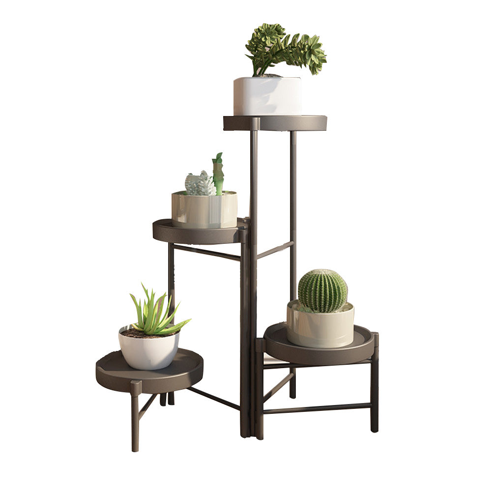 Garvee support à plantes 4 niveaux en métal, pliable, hauteur 64 cm, intérieur et extérieur, noir, modèle B