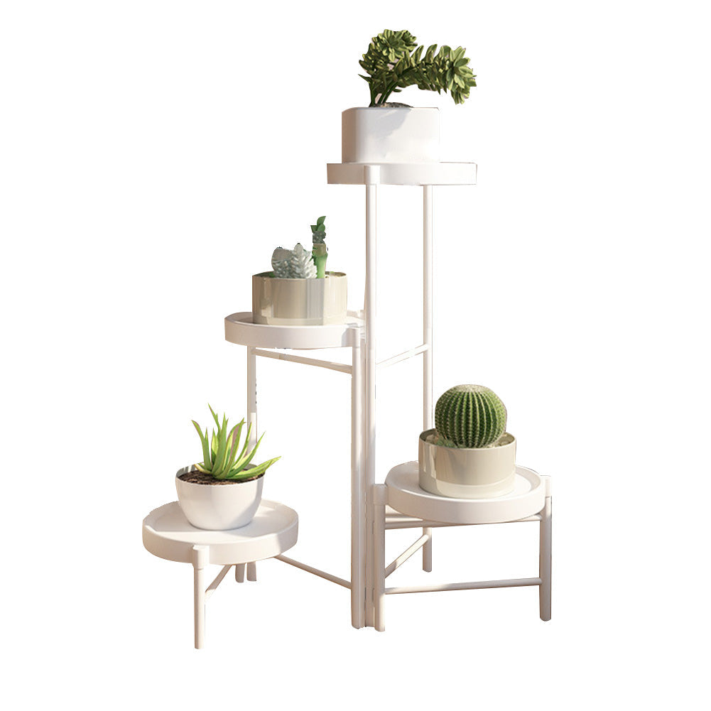 Support à plantes en métal à 4 niveaux Garvee, pliable, pour jardin, balcon, salon, 64 cm, blanc