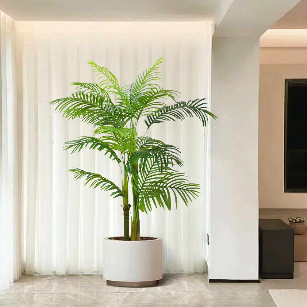 Palmier artificiel Garvee de 1,5 m, tropical réaliste, pot en ciment stable, décoration intérieure/extérieure pour salon ou bureau, vert