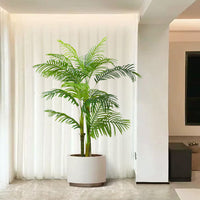 Palmier artificiel Garvee de 1,5 m, tropical réaliste, pot en ciment stable, décoration intérieure/extérieure pour salon ou bureau, vert