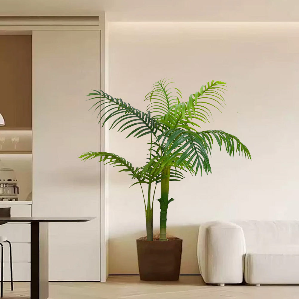 Palmier artificiel Garvee de 1,5 m, tropical réaliste, pot en ciment stable, décoration intérieure/extérieure pour salon ou bureau, vert