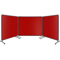 Écran de soudage Garvee en vinyle transparent, 3 pièces, 1,8 x 1,8 m, avec cadre, ignifugé, pour atelier et construction, roulettes pivotantes