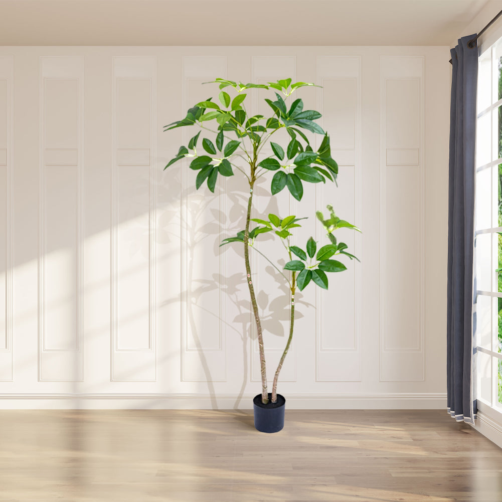 Arbre parasol artificiel Garvee, 1,6 m, en PVC, forme ajustable, symbole Feng Shui, pour la maison, le bureau, le salon ou le balcon, vert