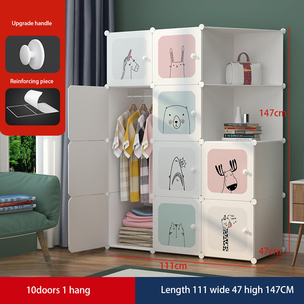 Armoire-penderie portable modulaire en plastique, portes à monter soi-même, structure métallique, 145 x 110 x 47 cm, pour la maison ou le bureau, noir
