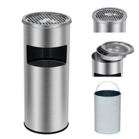 Poubelle Garvee de 17 litres en acier inoxydable avec couvercle et cendrier pour terrasse et bureau, usage commercial, intérieur et extérieur, seau amovible