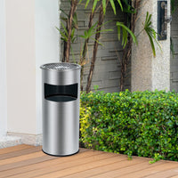 Poubelle Garvee de 17 litres en acier inoxydable avec couvercle et cendrier pour terrasse et bureau, usage commercial, intérieur et extérieur, seau amovible