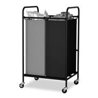 Chariot de tri du linge Garvee à 2 sacs, 80 L, avec roues verrouillables pour usage domestique, robuste, grand et facile à déplacer.