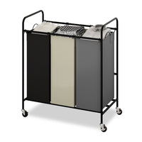 Chariot de tri à linge Garvee à 3 poches avec roulettes et frein de blocage, 120 L, structure robuste en toile non tissée, facile à déplacer. Idéal pour ranger le linge et les jouets.
