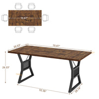 Garvee Table à Manger 180 cm pour 6 à 8 Personnes, Plateau Effet Bois, Pieds en Métal Robustes, Style Ferme, Cuisine, Salon, Bureau