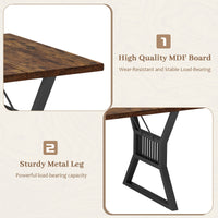 Garvee Table à Manger 180 cm pour 6 à 8 Personnes, Plateau Effet Bois, Pieds en Métal Robustes, Style Ferme, Cuisine, Salon, Bureau