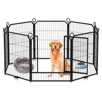 Garvee Parc pour Chien 81 cm, 8 Panneaux en Métal Robuste, Enclos Intérieur/Extérieur pour Chiot, Camping-Car, Jardin et Cour