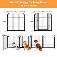 Garvee Parc pour Chien 81 cm, 8 Panneaux en Métal Robuste, Enclos Intérieur/Extérieur pour Chiot, Camping-Car, Jardin et Cour