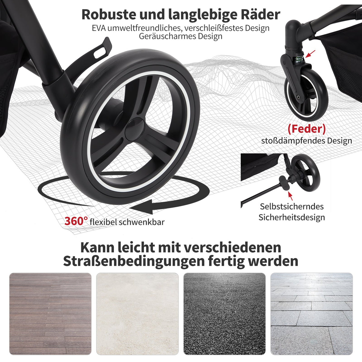 Garvee Poussette pliable pour chien jusqu’à 22kg, double panier, fenêtre filet, protection pluie et porte-gobelet, noir