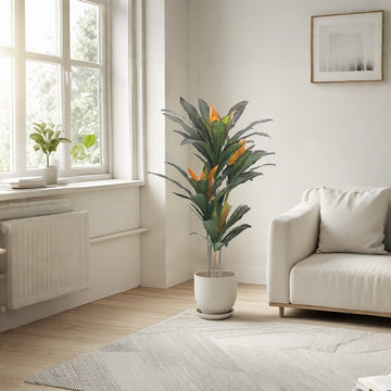 Dracaena artificiel Garvee 105 cm, branches ajustables, pot en ciment, robuste pour la décoration intérieure et extérieure, vert