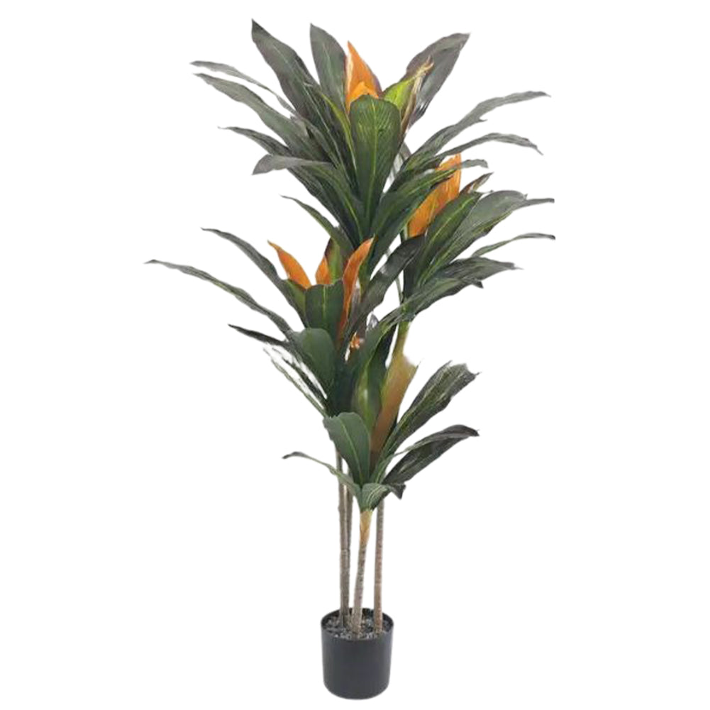 Dracaena artificiel Garvee 105 cm, branches ajustables, pot en ciment, robuste pour la décoration intérieure et extérieure, vert