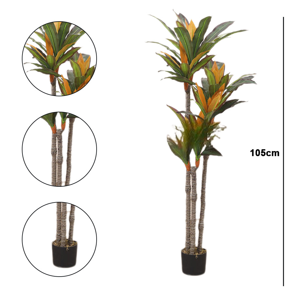 Plante artificielle Garvee en bois de fer brésilien de 1,80 m avec 5 tiges, feuilles ajustables, en polyéthylène, idéale pour le salon et le bureau, verte.
