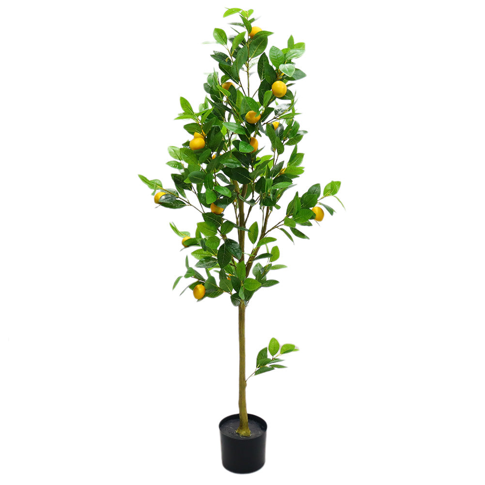 Citronnier artificiel Garvee de 1,5 m, réaliste, facile d'entretien, durable, résistant aux UV, compact, pour intérieur et véranda