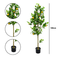 Citronnier artificiel Garvee de 1,5 m, réaliste, facile d'entretien, durable, résistant aux UV, compact, pour intérieur et véranda