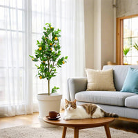 Citronnier artificiel Garvee de 1,5 m, réaliste, facile d'entretien, durable, résistant aux UV, compact, pour intérieur et véranda