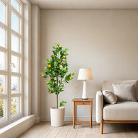 Citronnier artificiel Garvee de 1,5 m, réaliste, facile d'entretien, durable, résistant aux UV, compact, pour intérieur et véranda