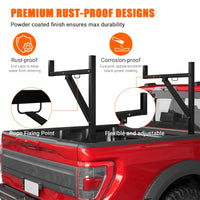 Porte-échelle Garvee pour camionnette, largeur réglable de 48 à 86 cm, hauteur de 113 à 126 cm, capacité de 113 kg, acier, revêtement en poudre noir, pour kayaks et planches de surf